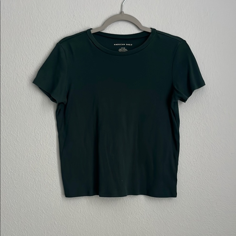 American Eagle Outfitters Fitted Green Short Sleeve Tee